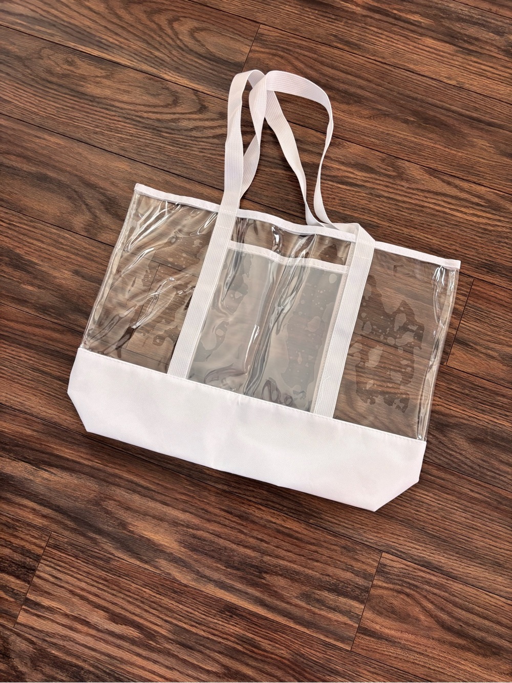 Clear White Trim Tote Bag - Transparent Beach & Market Tote